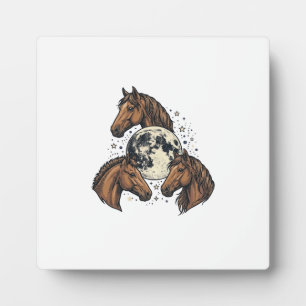 Plaque Photo Conception de T-Shirt Vectoriel Cheval Lune Gravée