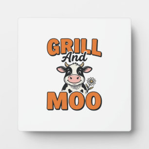 Plaque Photo Conception de T-Shirt vintage Grill And Moo Vache 