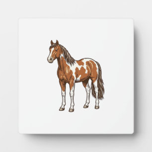 Plaque Photo Conception de vecteur de cheval Pinto gravé vintag