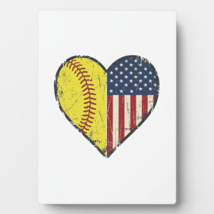 Plaque Photo Conception de vecteur vintage de coeur de softball
