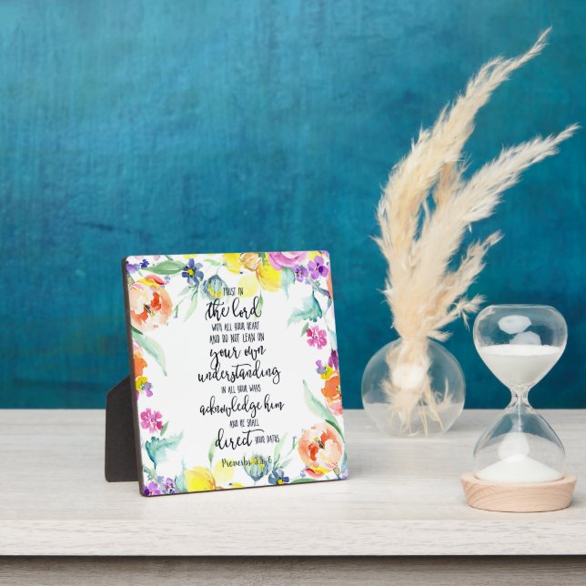 Plaque Photo Confiance dans le Seigneur floral (Insitu)