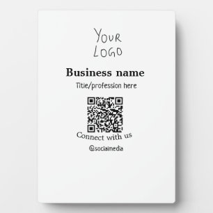 Plaque Photo Connectez-vous avec nous logo entreprise QR nom de