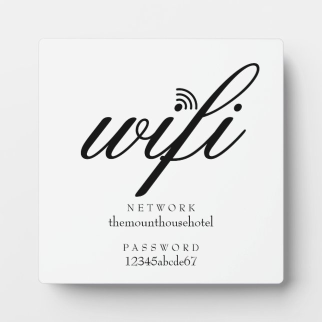 Plaque Photo Connexion réseau Wifi et mot de passe (Devant)