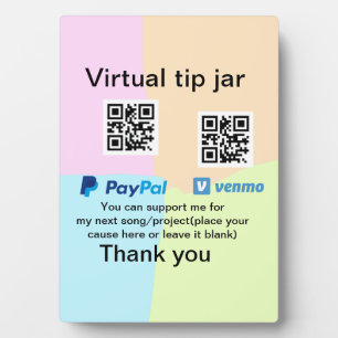 Plaque Photo Conseil virtuel jar q r code argent don PayPal ven