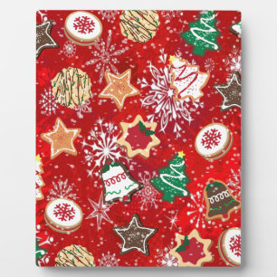 Plaque Photo Cookies de Noël et flocons de neige en rouge