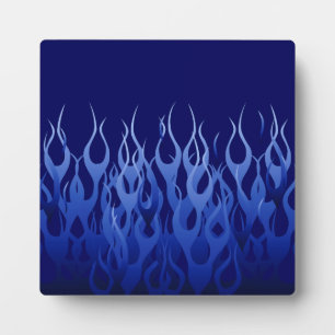 Plaque Photo Cool Blue on Blue Racing Flames decorative