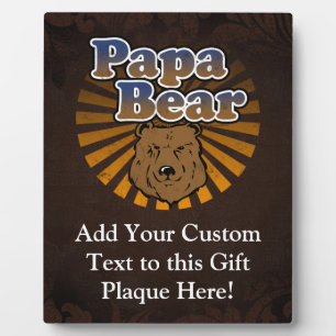 Plaque Photo Cool Papa Bear, Brown/Bleu/Gold Papa Cadeau