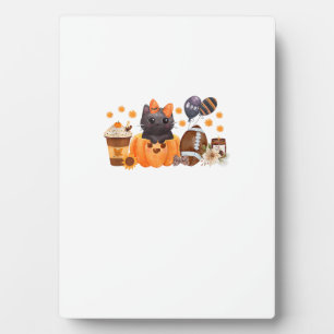 Plaque Photo Coquette Halloween Mignon Chat Citrouille Football