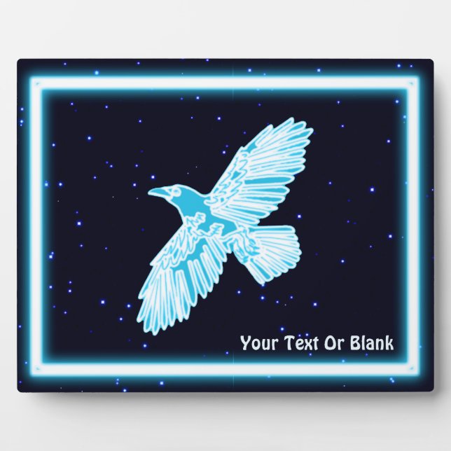Plaque Photo Corbeau bleu sur étoiles (Devant)