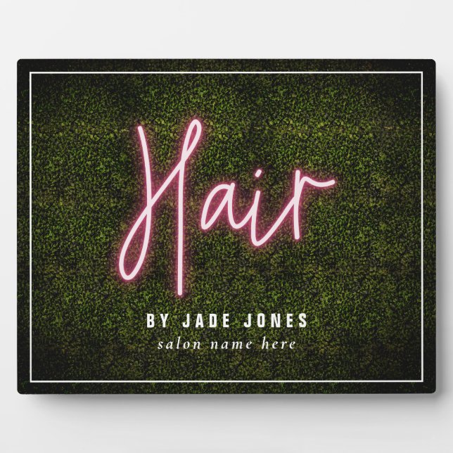 Plaque Photo Cosmetologue professionnel Neon Boxwood Hair Salon (Devant)
