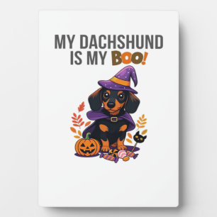 Plaque Photo Costume Halloween pour teckel Mon teckel est mon B