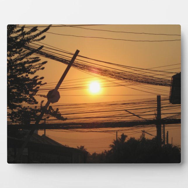 Plaque Photo Coucher de soleil filaire ... Krung Thep, Thaïland (Devant)