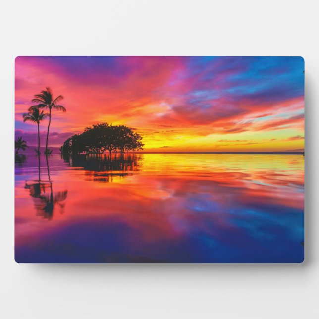 Plaque Photo Coucher de soleil majestueux | Wailea Beach, Maui, (Devant)