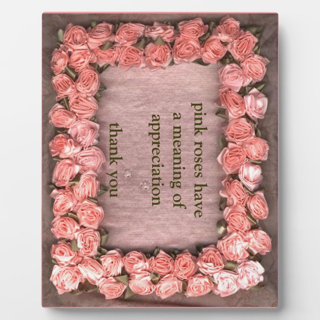 Plaque Photo Coupe photo en tissu satiné Rose rose en ruban (Devant)