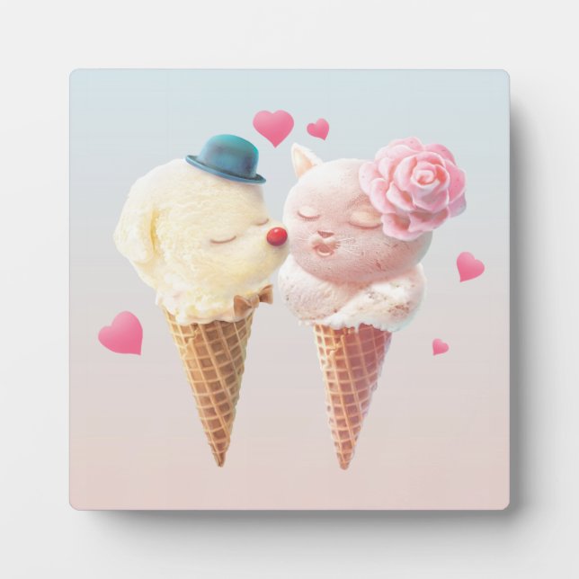Plaque Photo Couple de crème glacée - Amour au premier coup (Devant)