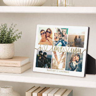 Plaque Photo Couple JE T'AIME 6 Collage Photo Or