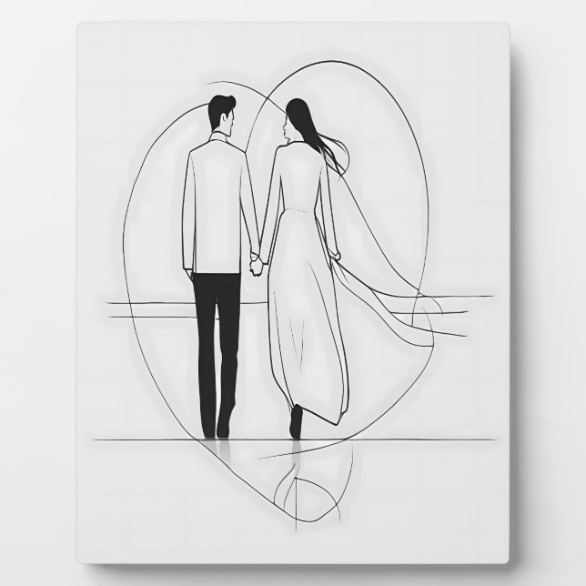 Plaque Photo Couple romantique se tenant la main dans un style  (Devant)