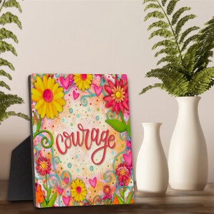 Plaque Photo Courage Motivationnel Jolie Inspiribilité Florale