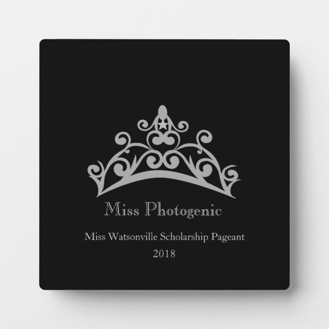 Plaque Photo Couronne Tiara Argentée de la Reine de beauté Plaq (Devant)