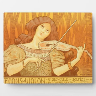 Plaque Photo Cours de musique violoniste Art Nouveau parisien