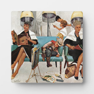 Plaque Photo Cowboy Asleep in Beauty Salon