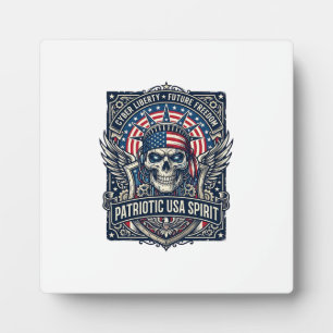 Plaque Photo Crâne Cyber Liberty Patriotique Futur Cyberpunk Gr