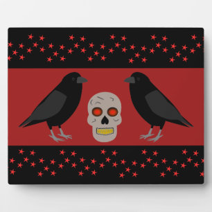 Plaque Photo Crâne gothique et ravens du gardien Halloween