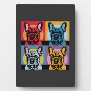 Plaque Photo Création Pop Art colorée de Bouledogue français po