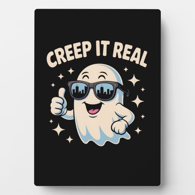 Plaque Photo Creep It Real, mignon fantôme d'Halloween (Devant)