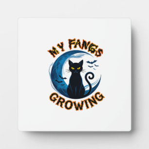 Plaque Photo Crocs qui poussent Chat noir d'Halloween Lune bleu