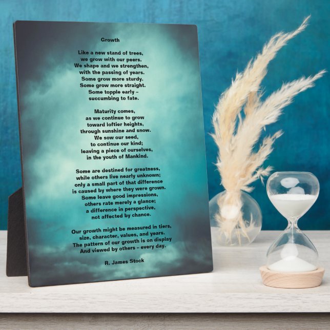 Plaque Photo "Croissance" un poème perspicace sur la croissance (Côté)