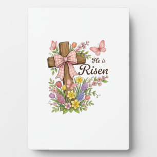 Plaque Photo Croix florale chrétienne - Il est ressuscité Relig