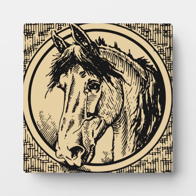 Plaque Photo Croquis de tête de cheval vintage (Devant)