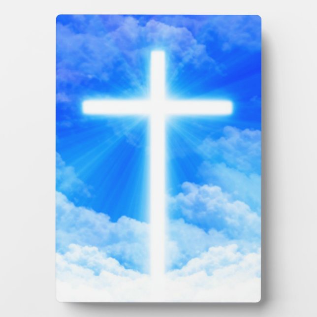 Plaque Photo Cross of Light Jesus Christ Customizable Christian (Devant)