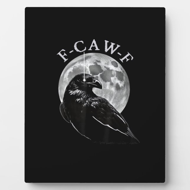 Plaque Photo Crow F-Caw-F Funny Bird Moon Gothic Adult Humor Cr (Devant)