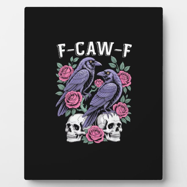 Plaque Photo Crow F-Caw-F Funny Bird Moon Gothic Adult Humor Mi (Devant)
