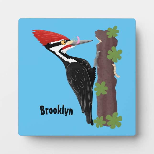 Plaque Photo Cue drôle Pileated woodpecker dessin d'illustratio (Devant)