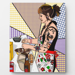 Plaque Photo Cuisine rétro Pop Art Tattoo Lady Cuisine