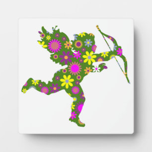 PLAQUE PHOTO CUPIDE FLORAL
