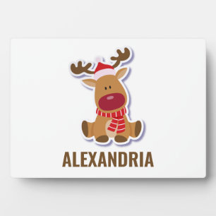 Plaque Photo Custom cute Rudolph reindeer Santa Claus Christmas
