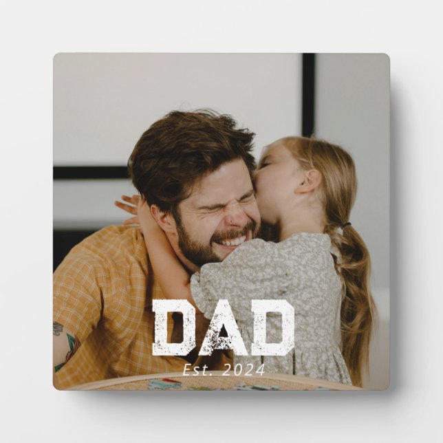 Plaque Photo Custom Dad Established Modern Bold Photo (Devant)