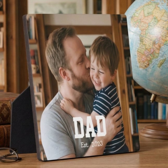 Plaque Photo Custom Dad Established Modern Bold Text (Créateur téléchargé)