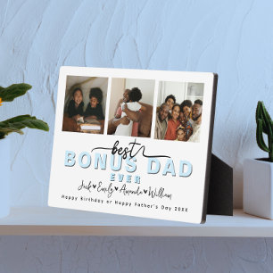 Plaque Photo Custom Elegant Meilleur papa bonus jamais Collage 