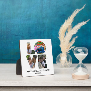 Plaque Photo Custom modern love 4 photo collage pour couples
