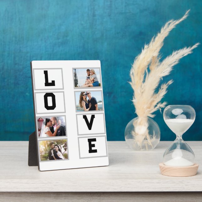 Plaque Photo Custom Modern Valentine's Day 4 Photo Collage (Côté)
