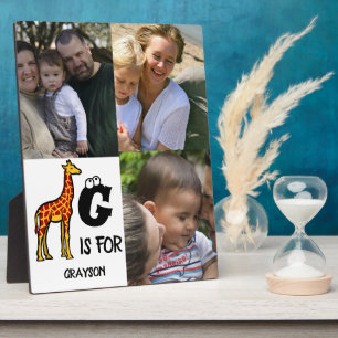 Plaque Photo Custom monogram G is for Giraffe cute giraffes