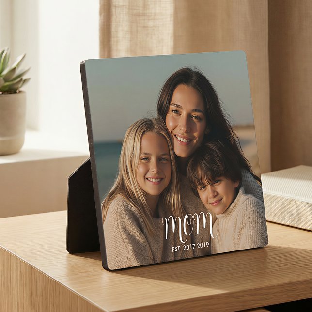 Plaque Photo CustomMom Established Modern Script  (Créateur téléchargé)