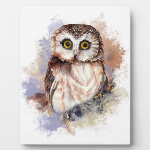 Plaque Photo Cute Aquarelle Chouette Oiseau Art de la nature