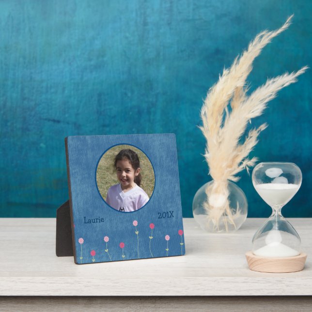 Plaque Photo Cute Blue Jeans Fleurs Modèle photo (Insitu)