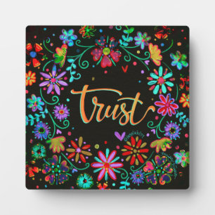 Plaque Photo Cute Boho Black Floral Trust Inspirivity